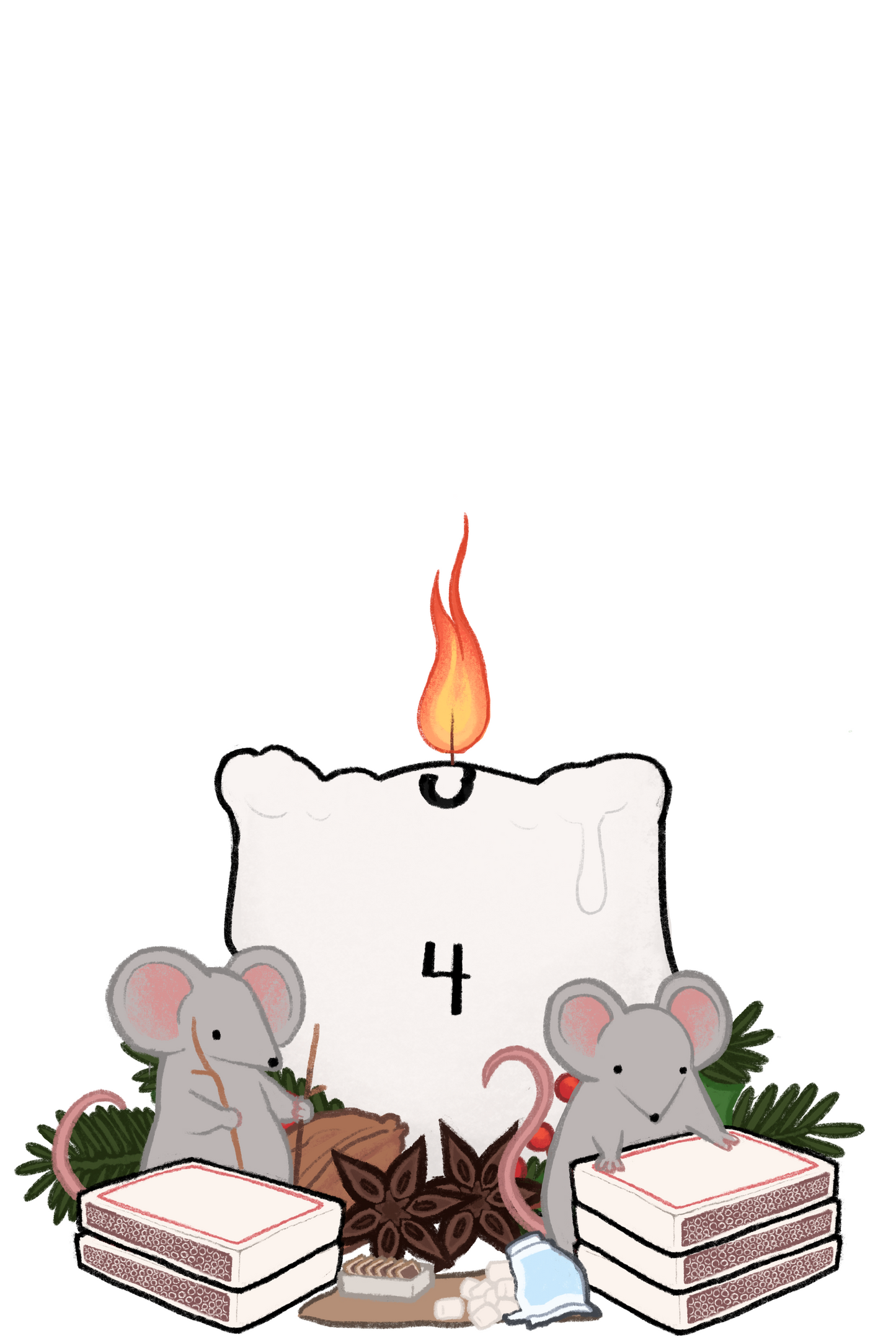 advent-jul-mus-hilsen-kalender-håndlavet-tegning